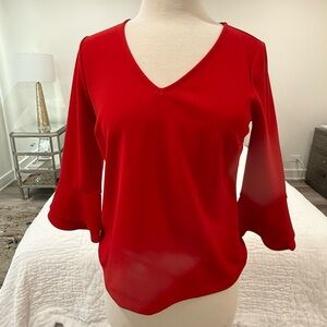 Ann Taylor Red V-Neck Blouse